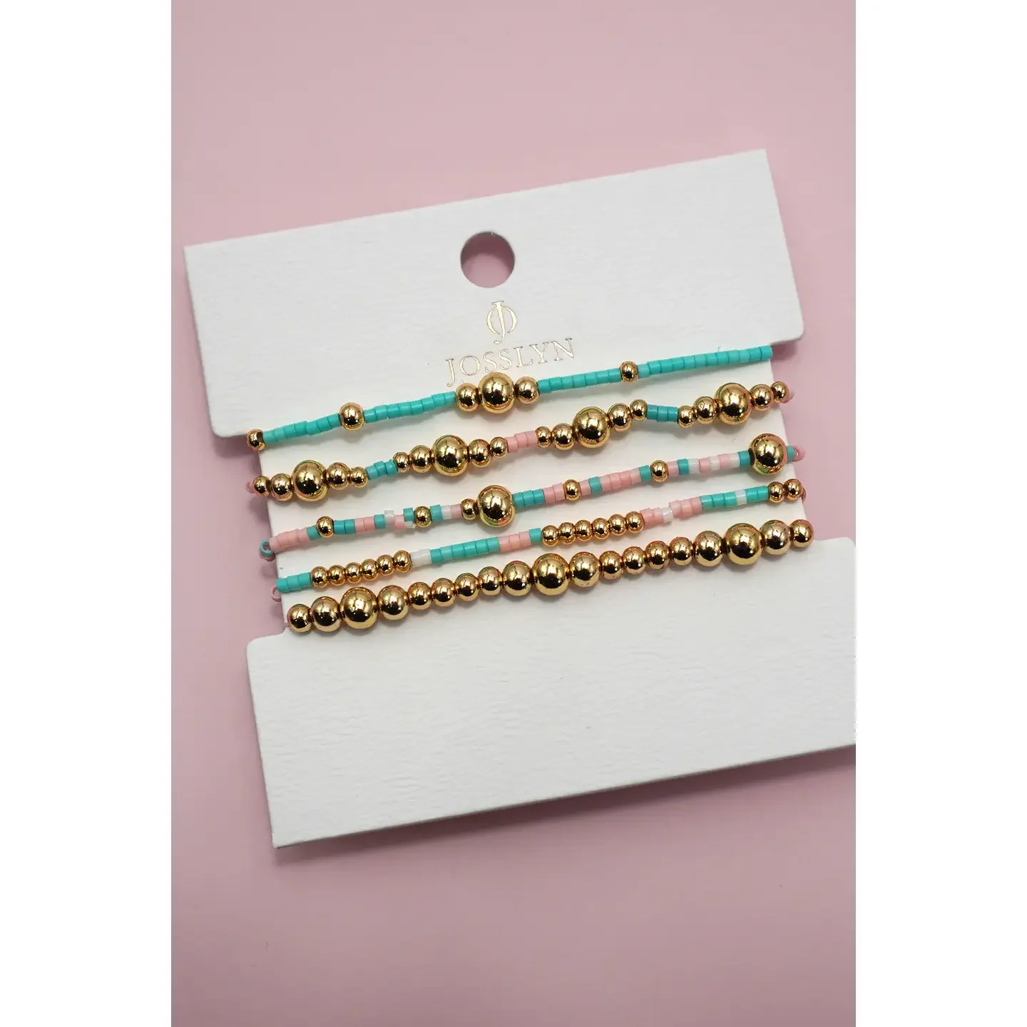 Multi Layer Natural Stone Ball Chain Link Bracelet