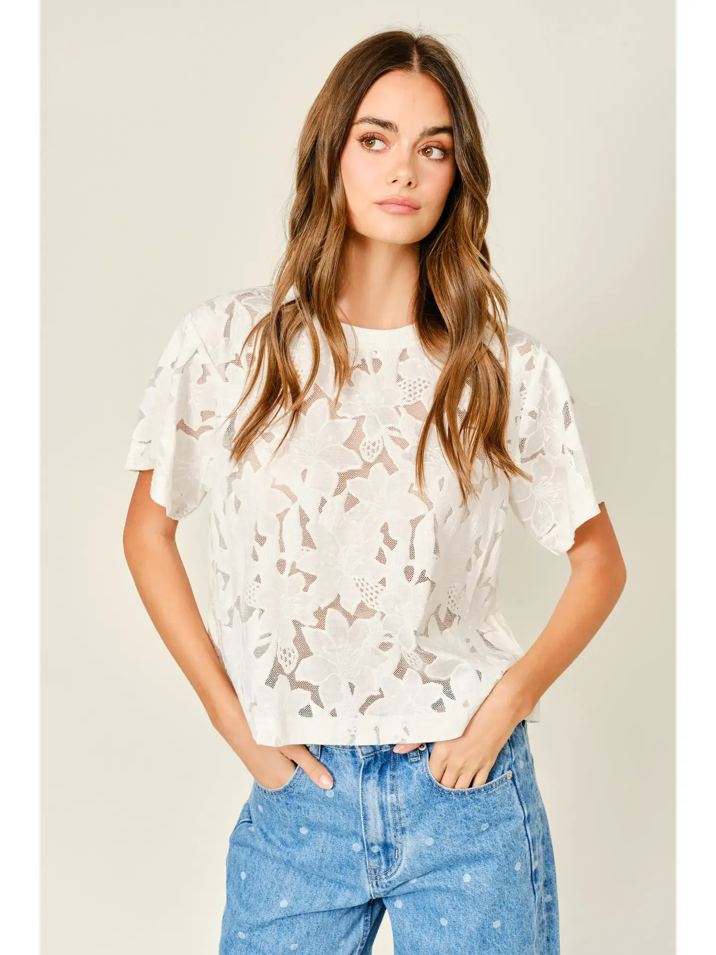 Lace Floral T Shirt