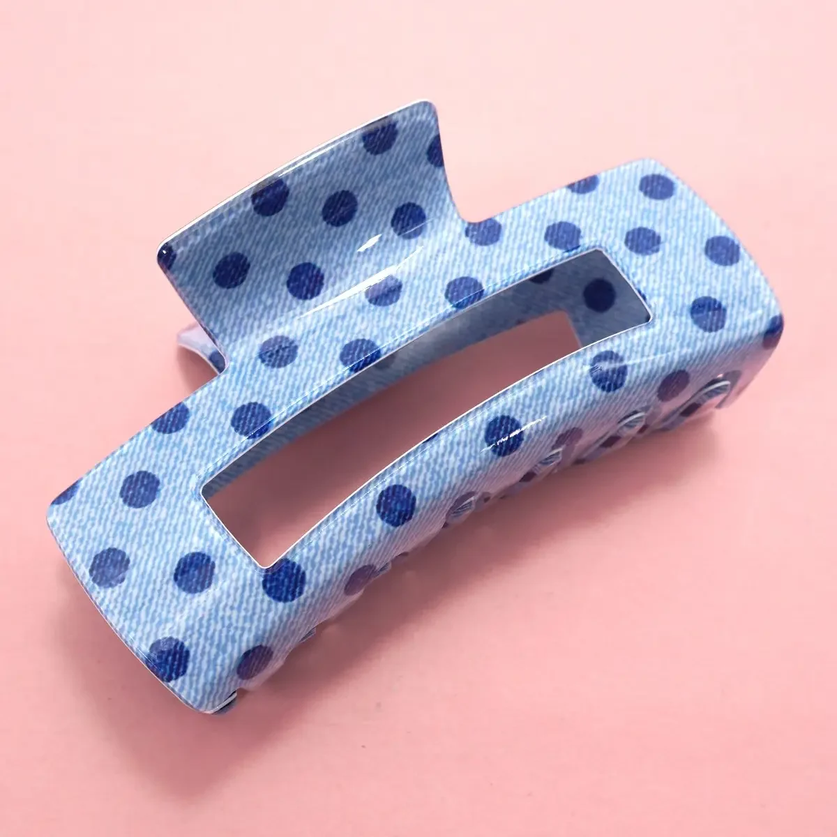 Blue Polka Dot Hair Claw Clip