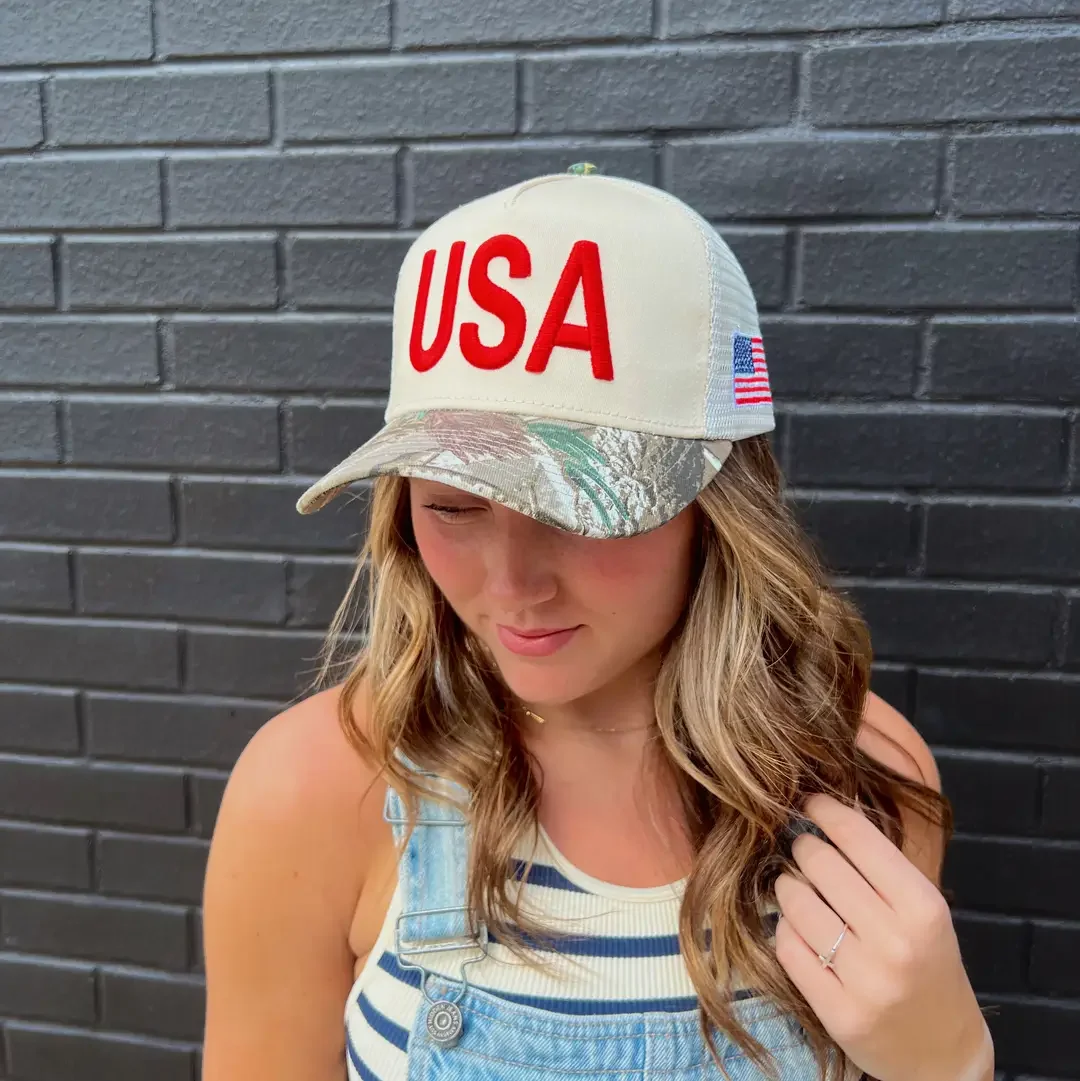 USA Vintage Trucker Hat-Camo
