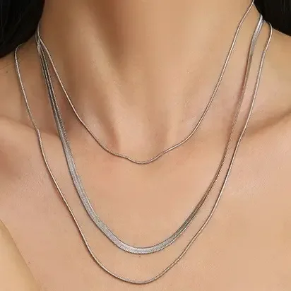 Silver Layered Chain Necklace