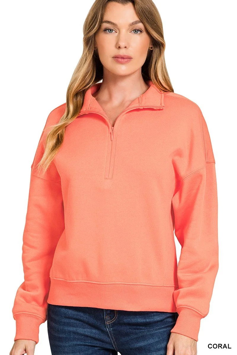 Fleece High Neck Half Zip Sweatshirts