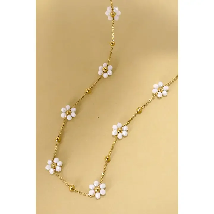 Summer Beaded White Floral