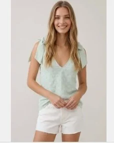 Mint Knit Tie Ribbon Tank