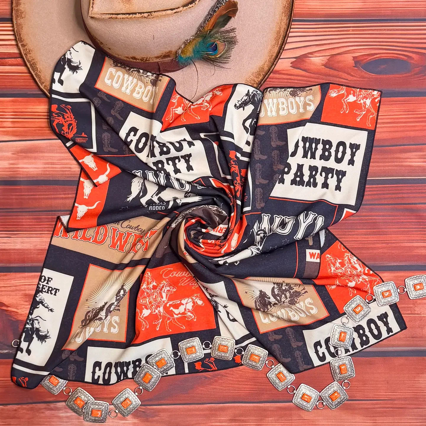Western Cowboy Print Wild Rag Scarf