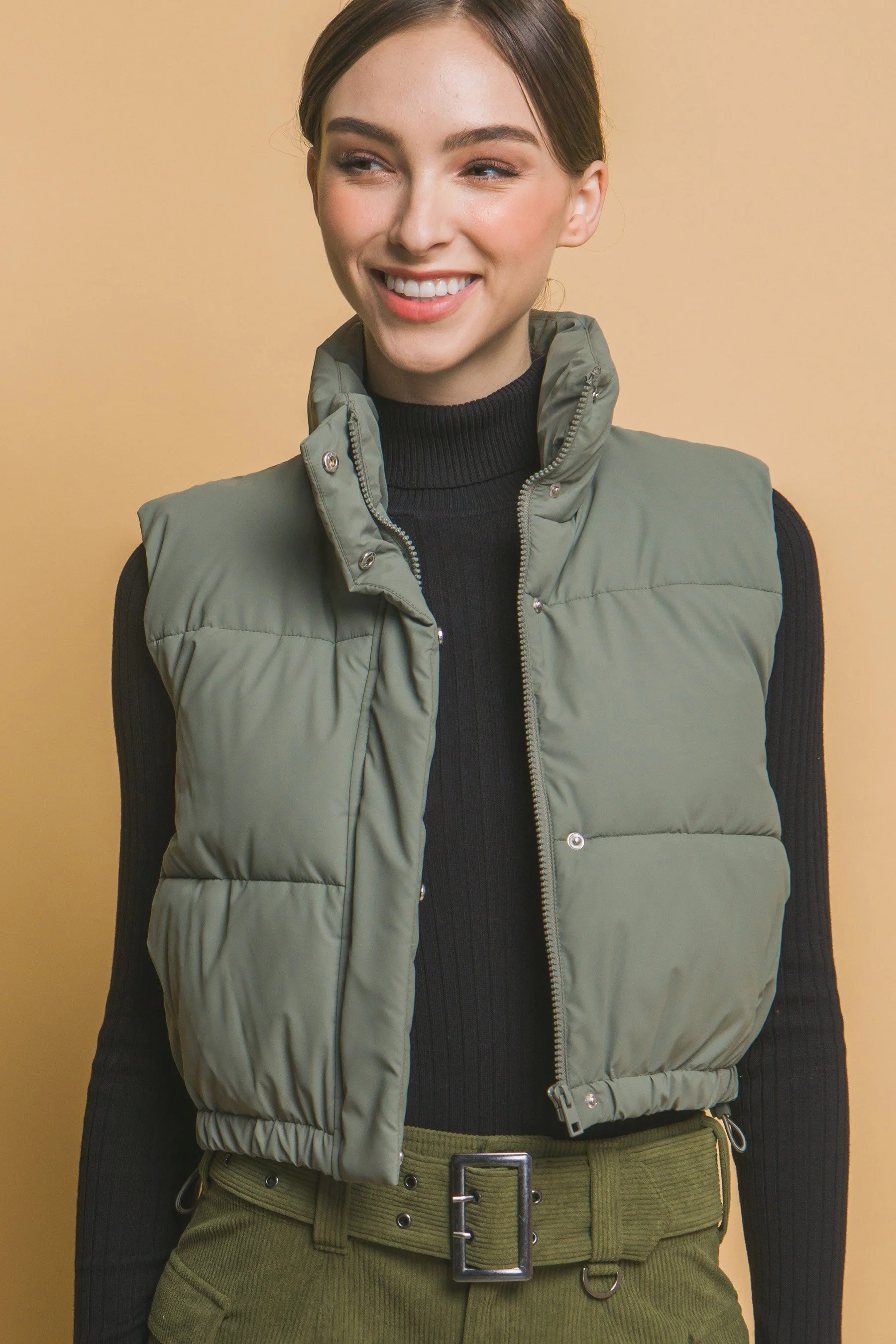 Cropped Puffer With Pockets
