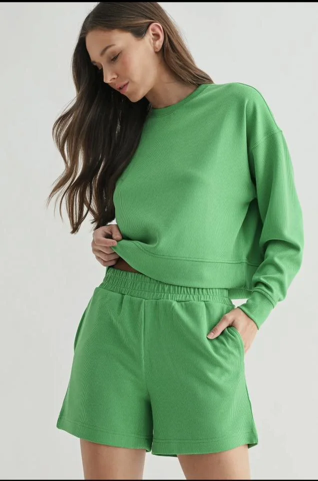 Mono B Luxe Sand Ribbed Sweater