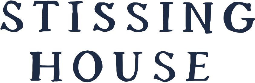 Illustration of the word 'Stissing House' with stylized text in dark blue on a white background.