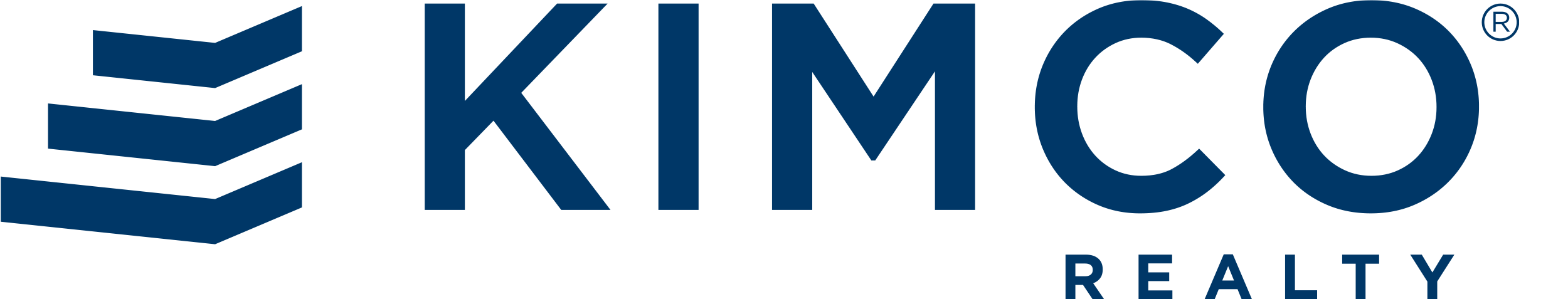 KIMCO realty logo with stylized blue and black design and blue text.