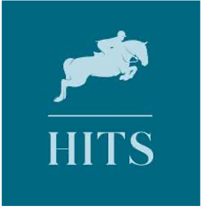 Logo of a horse and rider jumping over an obstacle with the text 'HITS' underneath.