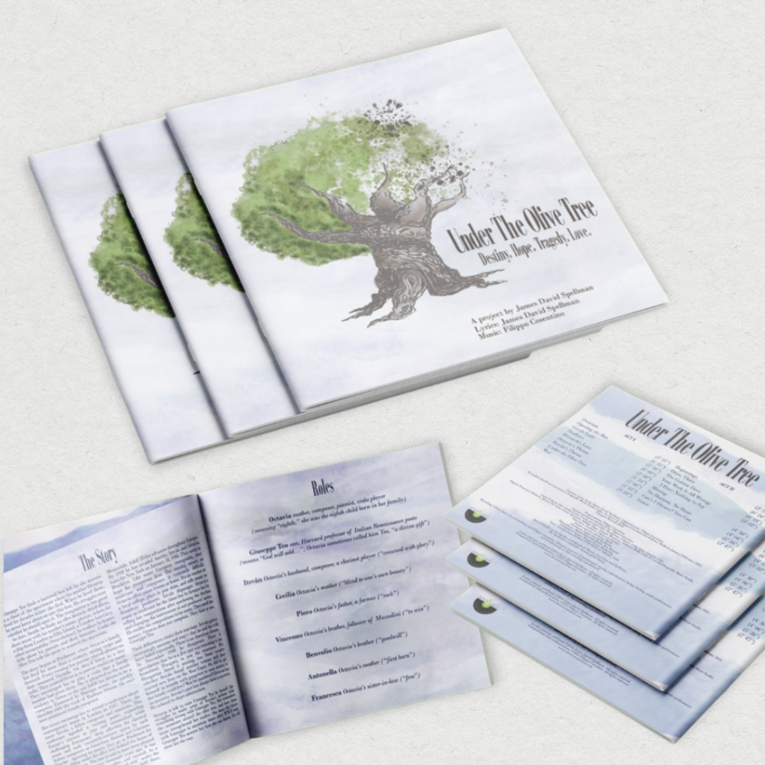 Album artwork and booklet design for Under The Olive Tree by James David Spellman. 