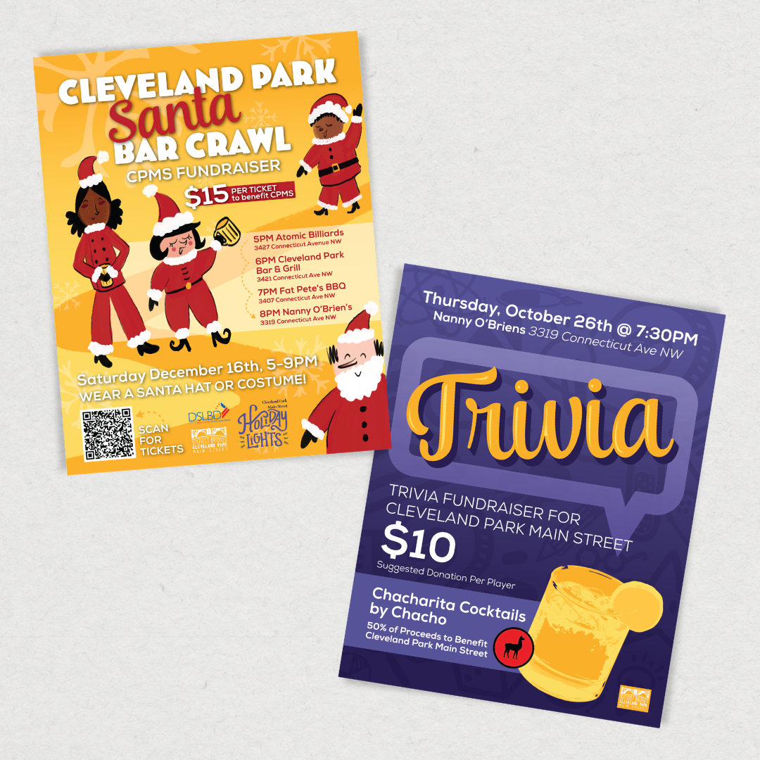 Event branding and print materials for Cleveland Park Main Street. 