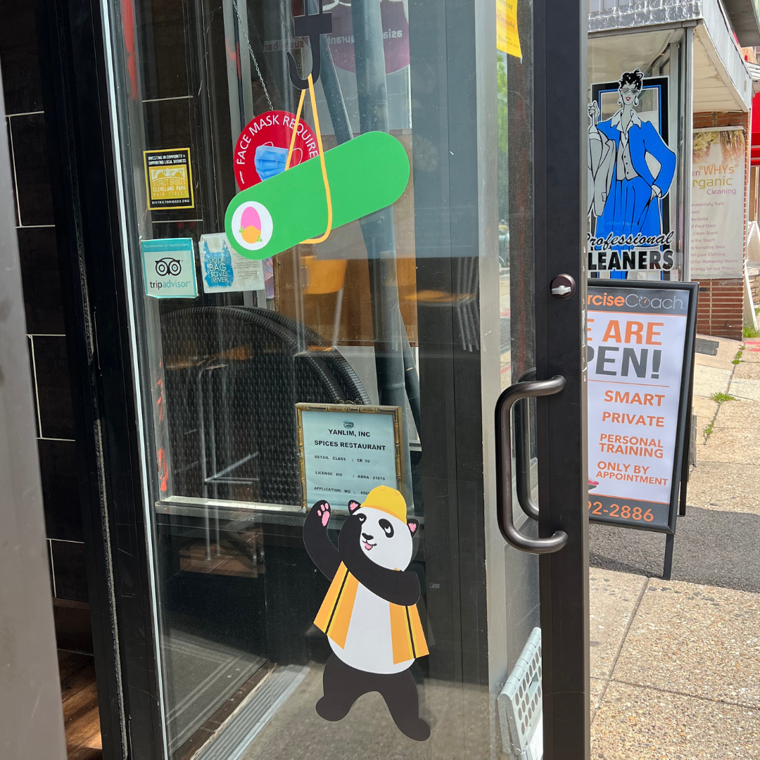 Handy Pandy guiding a sushi crane at Spices Asian Restaurant & Bar.