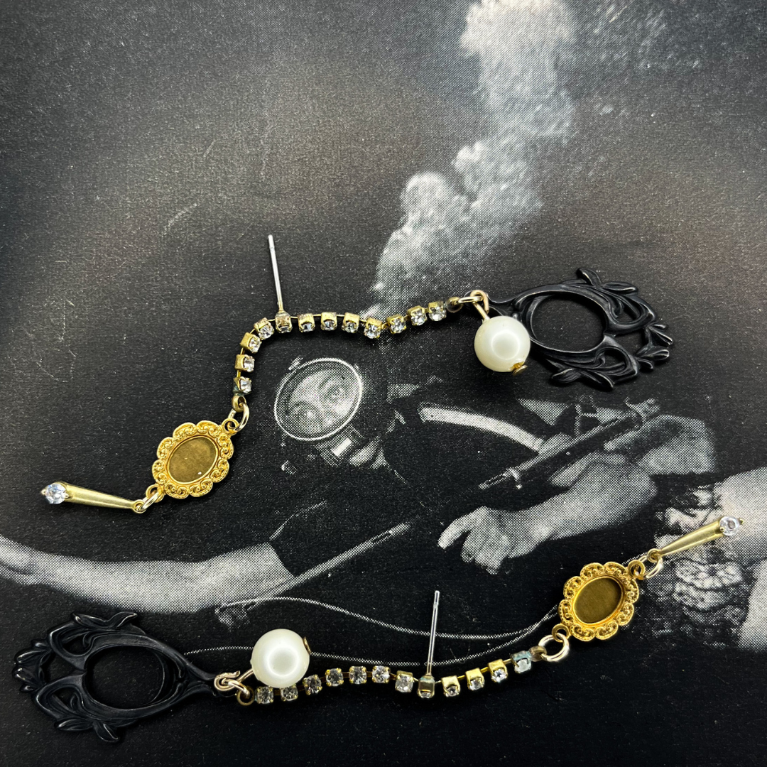 Handmade brass and bead earrings. 