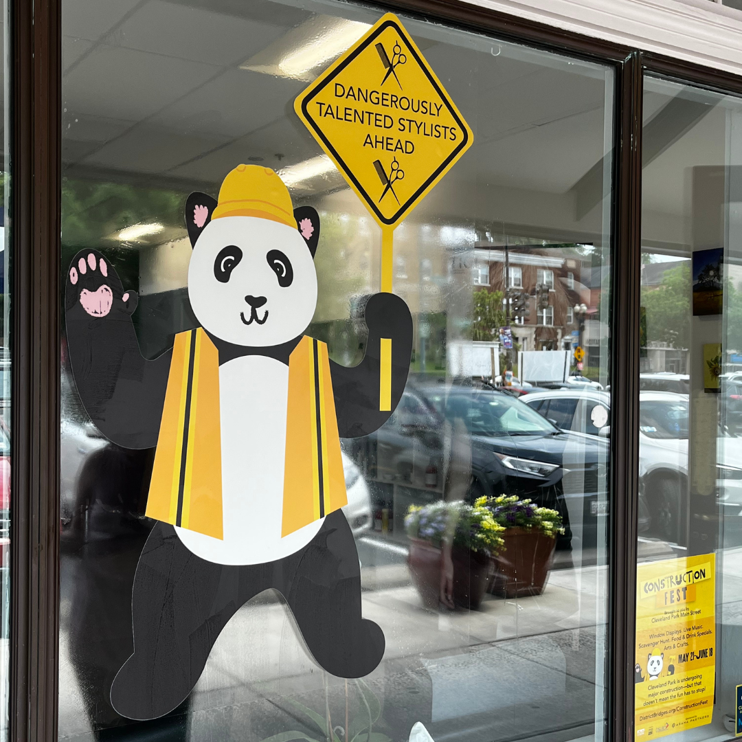 Handy Pandy window cling at Tigi Salon.