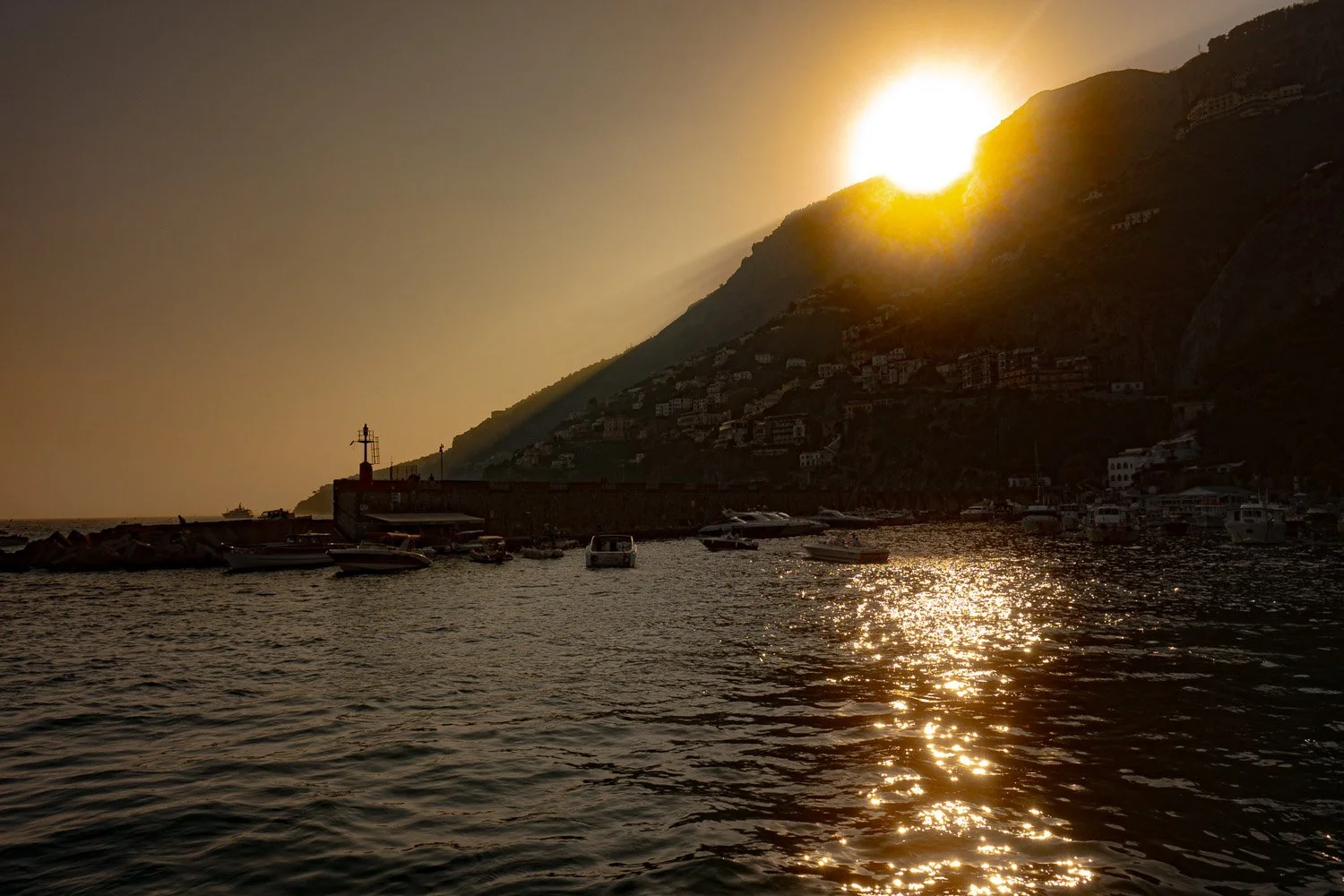Amalfi Coast Harbor at Sunset