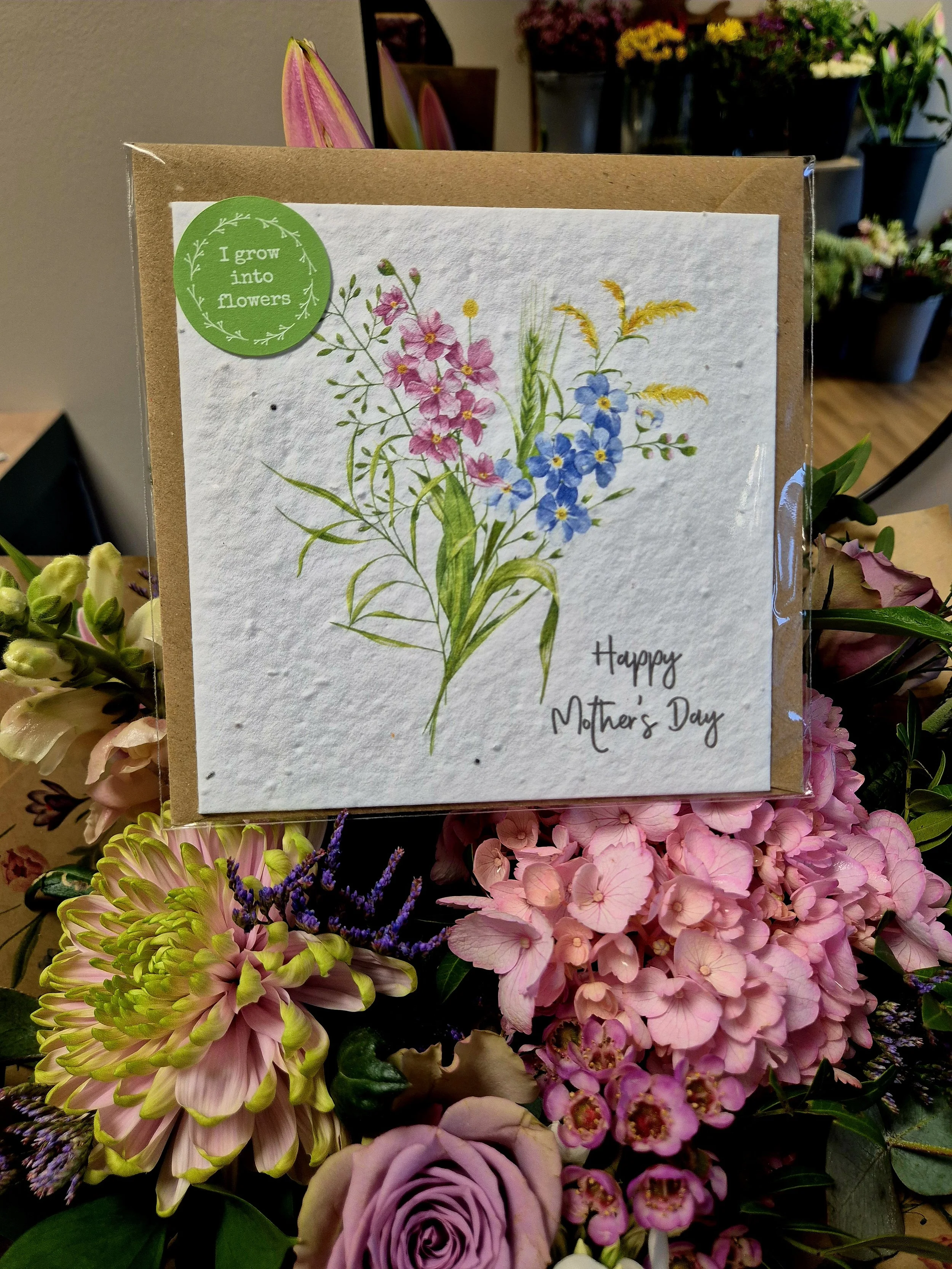 Mother's Day flowers with complimentary plantable seed card from local florist Poetry in Flowers in Hednesford
