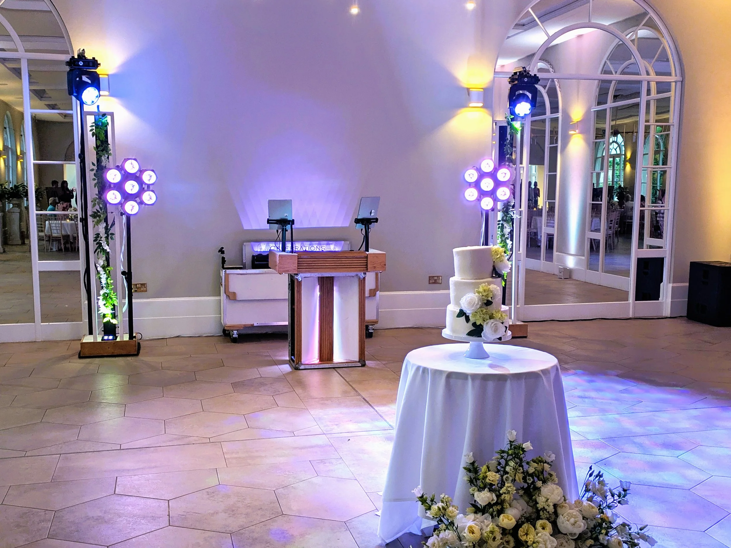 Wedding DJ setup styled elegantly at Deer Park Country House