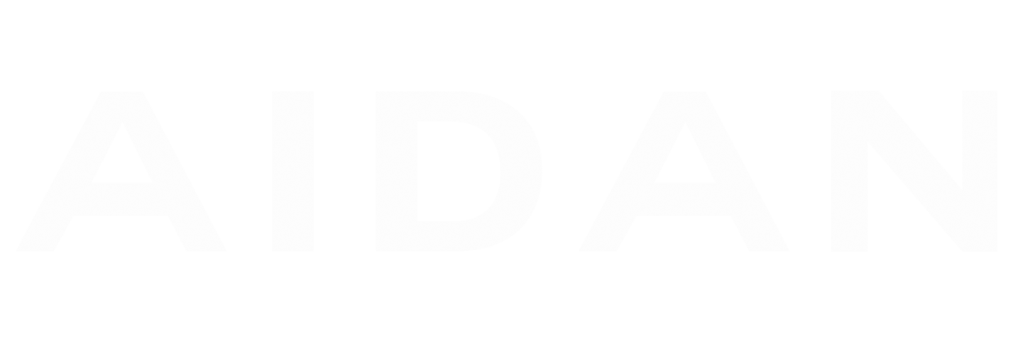 Large white text on a black background spelling "AIDAN".