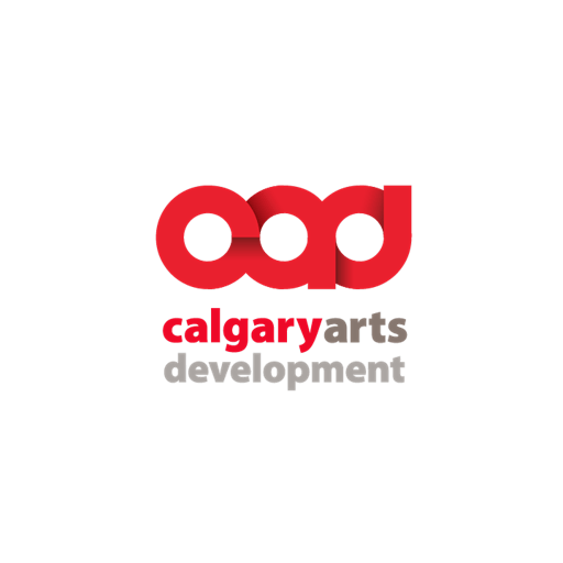 Logo for Calgary Arts Development with the letters 'cad' in red, and the words 'calgary arts development' underneath in gray and red.