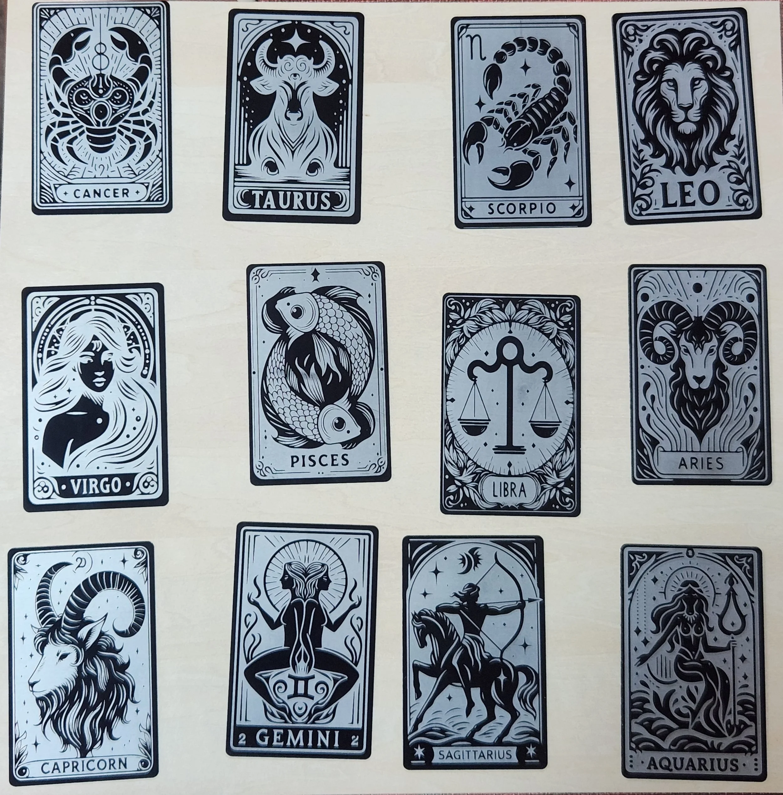 Anodized Aluminum Zodiac Cards