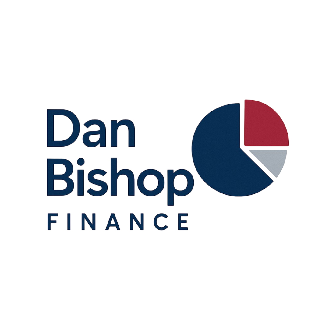 Logo for Dan Bishop Finance featuring a pie chart and text.