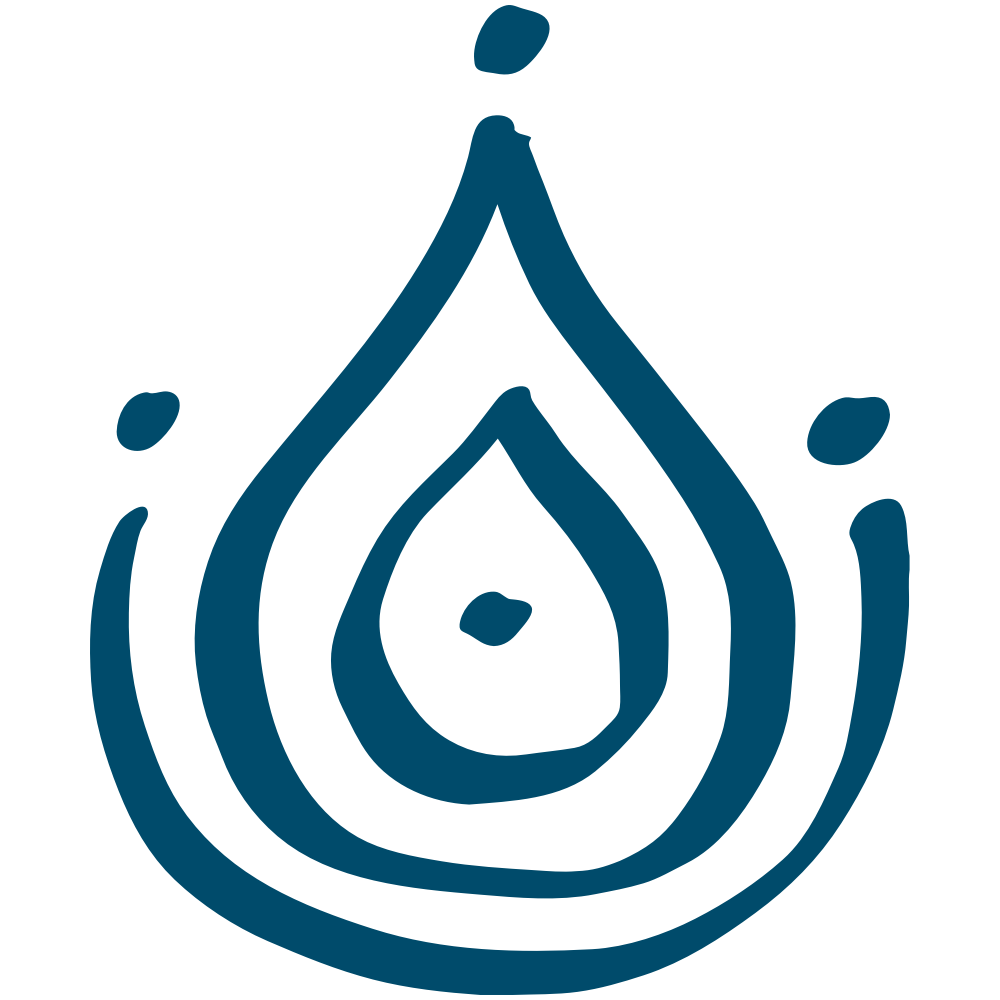 Illustration eines Wasserträgers mit Tropfen und Wellenmustern.