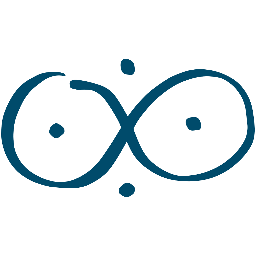 Symbol für Unendlichkeit, bestehend aus einer in Blau gezeichneten liegenden liegenden Acht