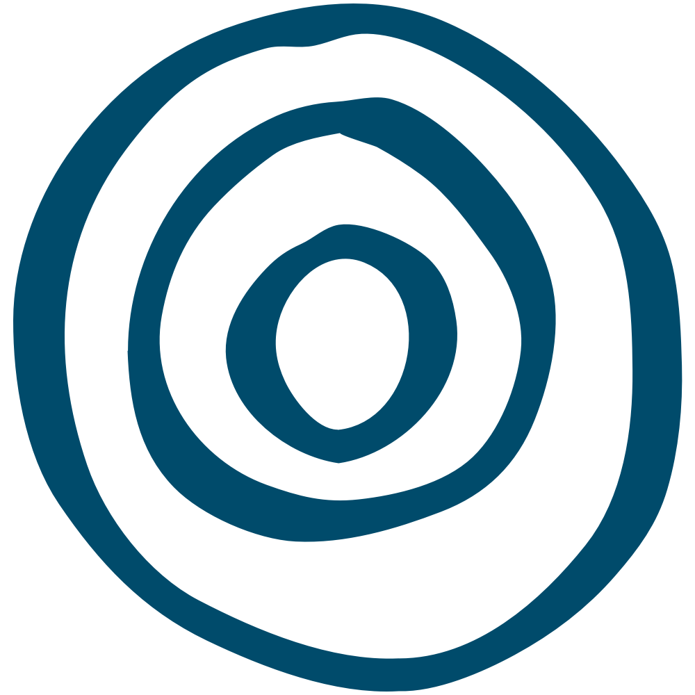 Symbol mit mehreren concentric circles in Blau auf schwarzem Hintergrund