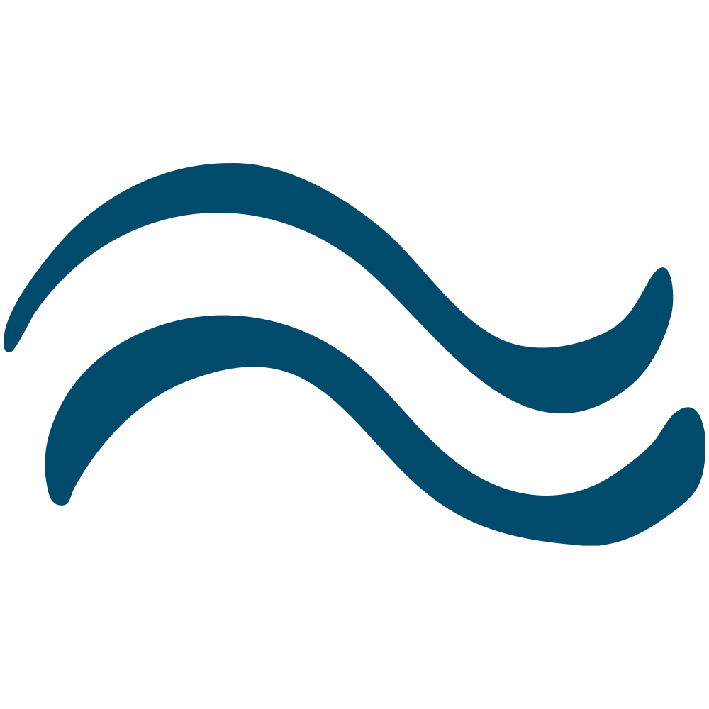 Zwei blaue Wellen auf weißem Hintergrund, dargestellt in einem minimalistischen Design