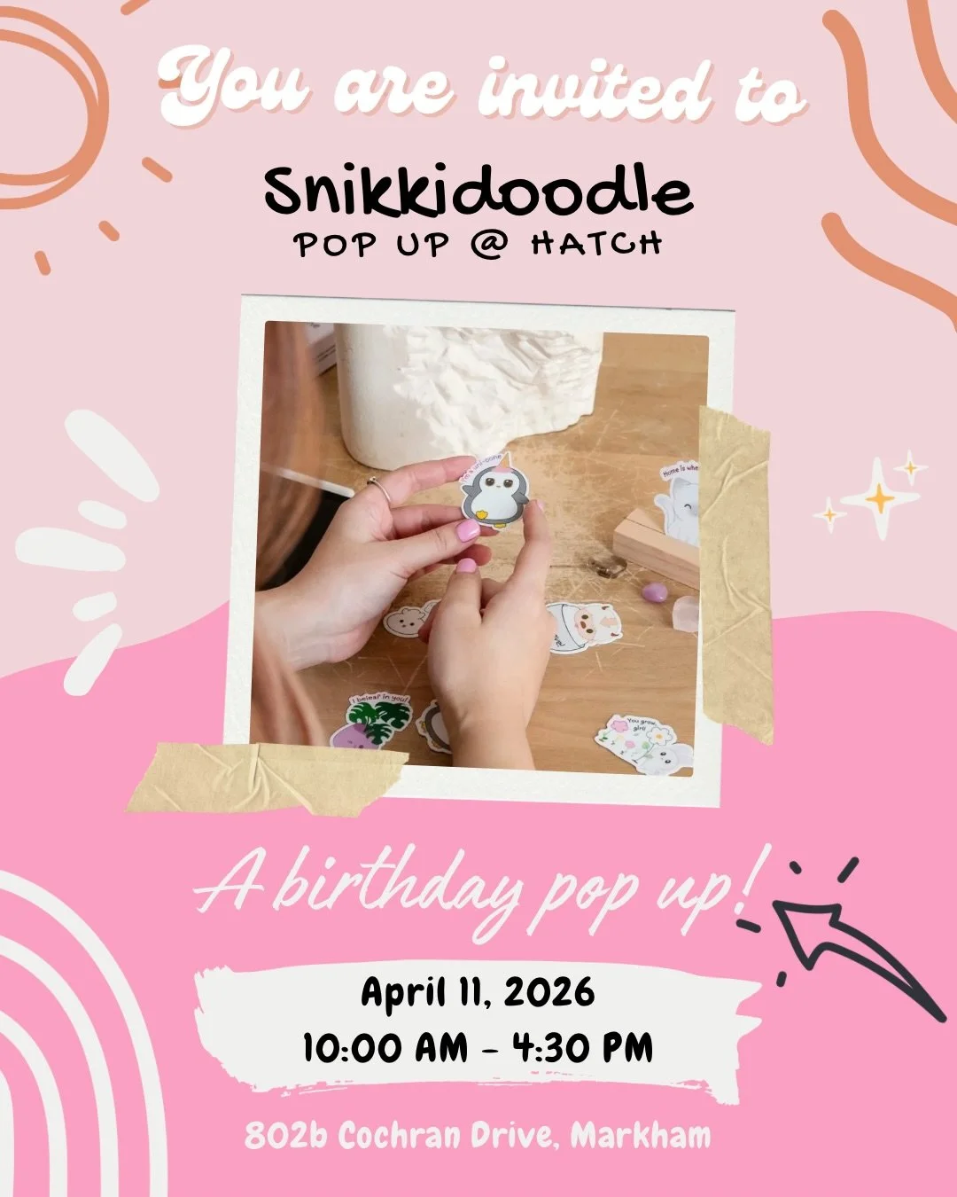 Can&rsquo;t wait to spend my birthday at @hatchcrafted with a special pop-up! 

There&rsquo;s gonna be discounts, limited edition stickers, and fun merch that&rsquo;s not available on the website. Come shop and get caffeinated. 

When: April 11 (10am