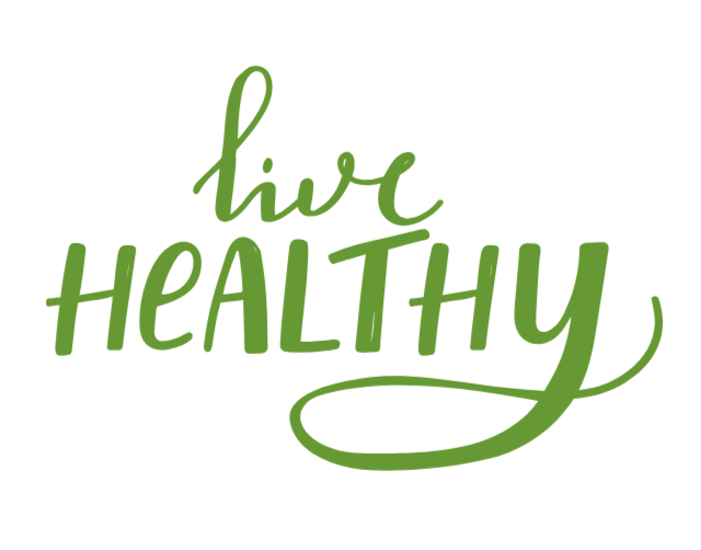 Green handwritten text saying 'live healthy' on a black background.