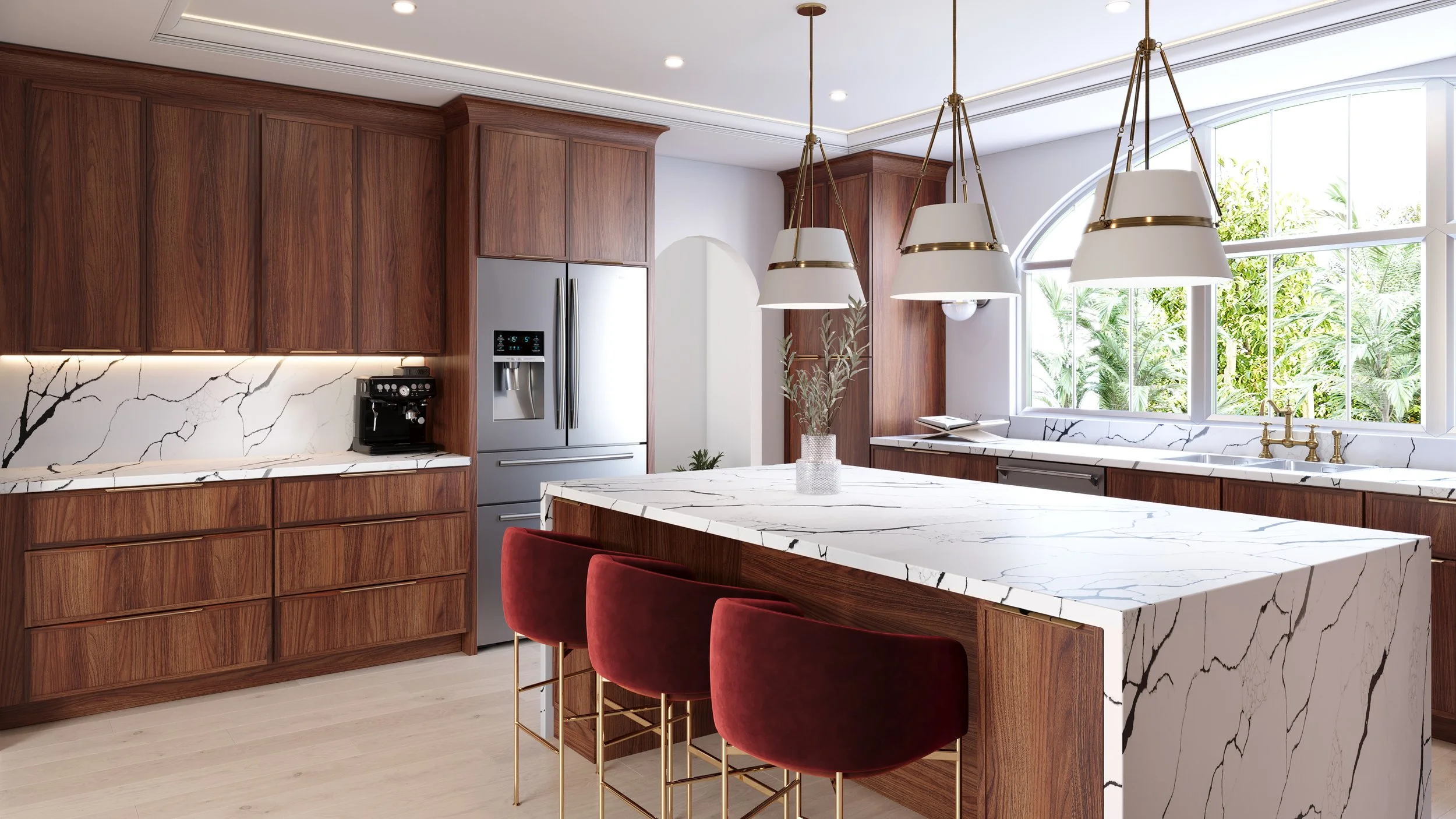 Slim shaker walnut cabinets are ideal for those seeking a modern, updated alternative to the classic shaker door. They retain the timeless appeal of shaker cabinets.