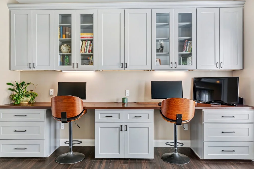 RTA (Ready-To-Assemble) cabinets. Gray color shaker style cabinets.
