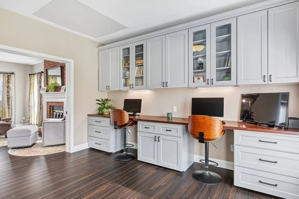 RTA (Ready-To-Assemble) cabinets. Gray color shaker style cabinets.