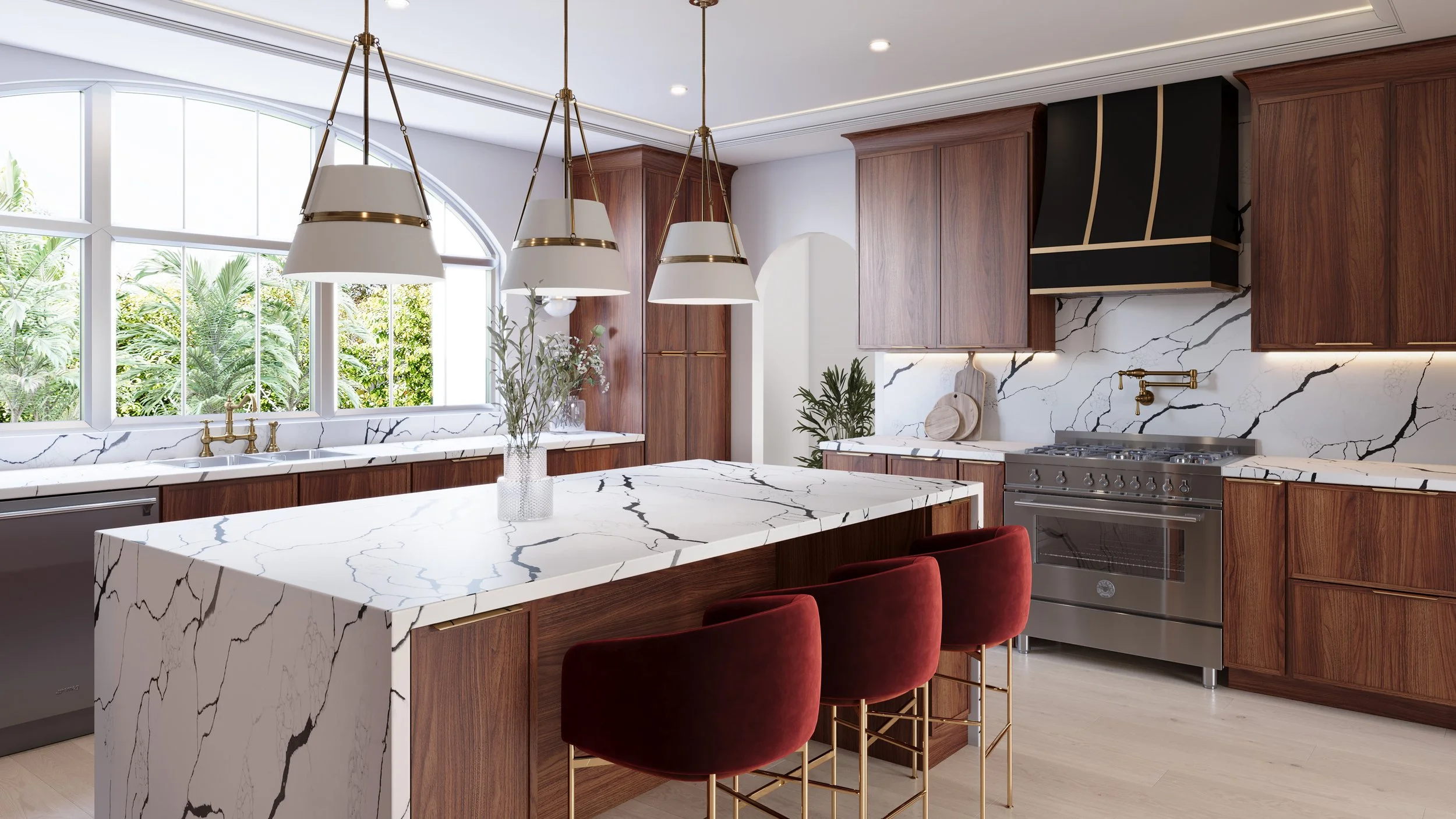 Slim shaker walnut cabinets are ideal for those seeking a modern, updated alternative to the classic shaker door. They retain the timeless appeal of shaker cabinets.