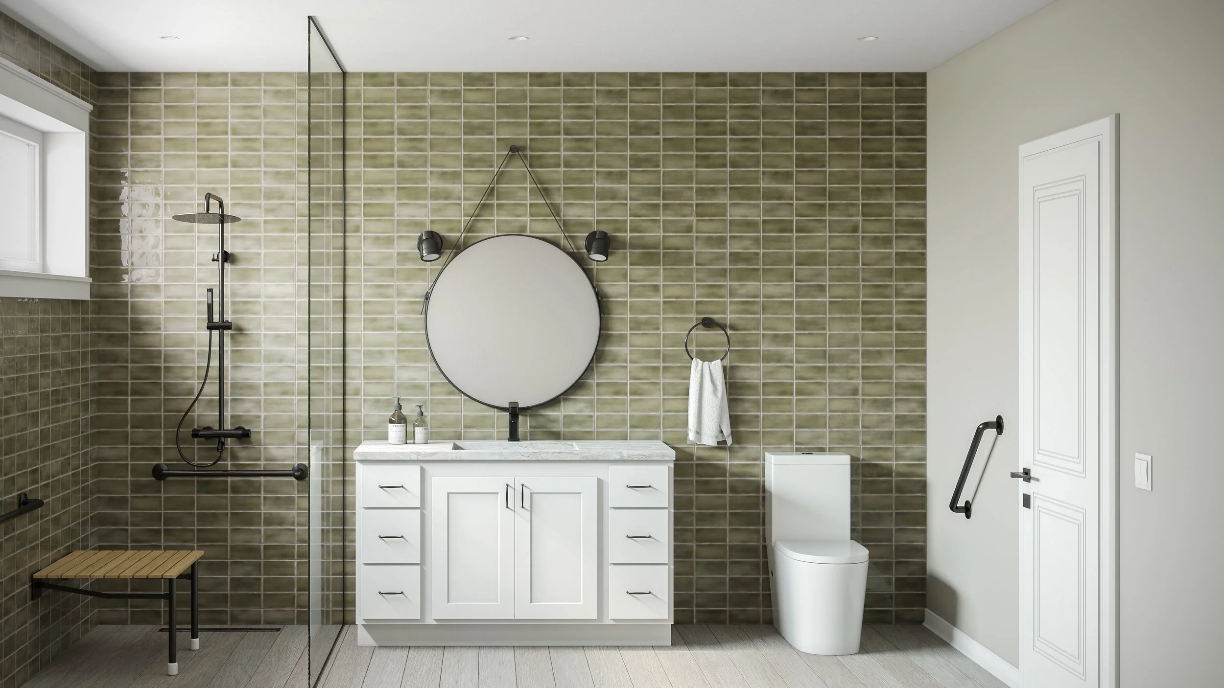 Shaket white cabinets bathroom vanity