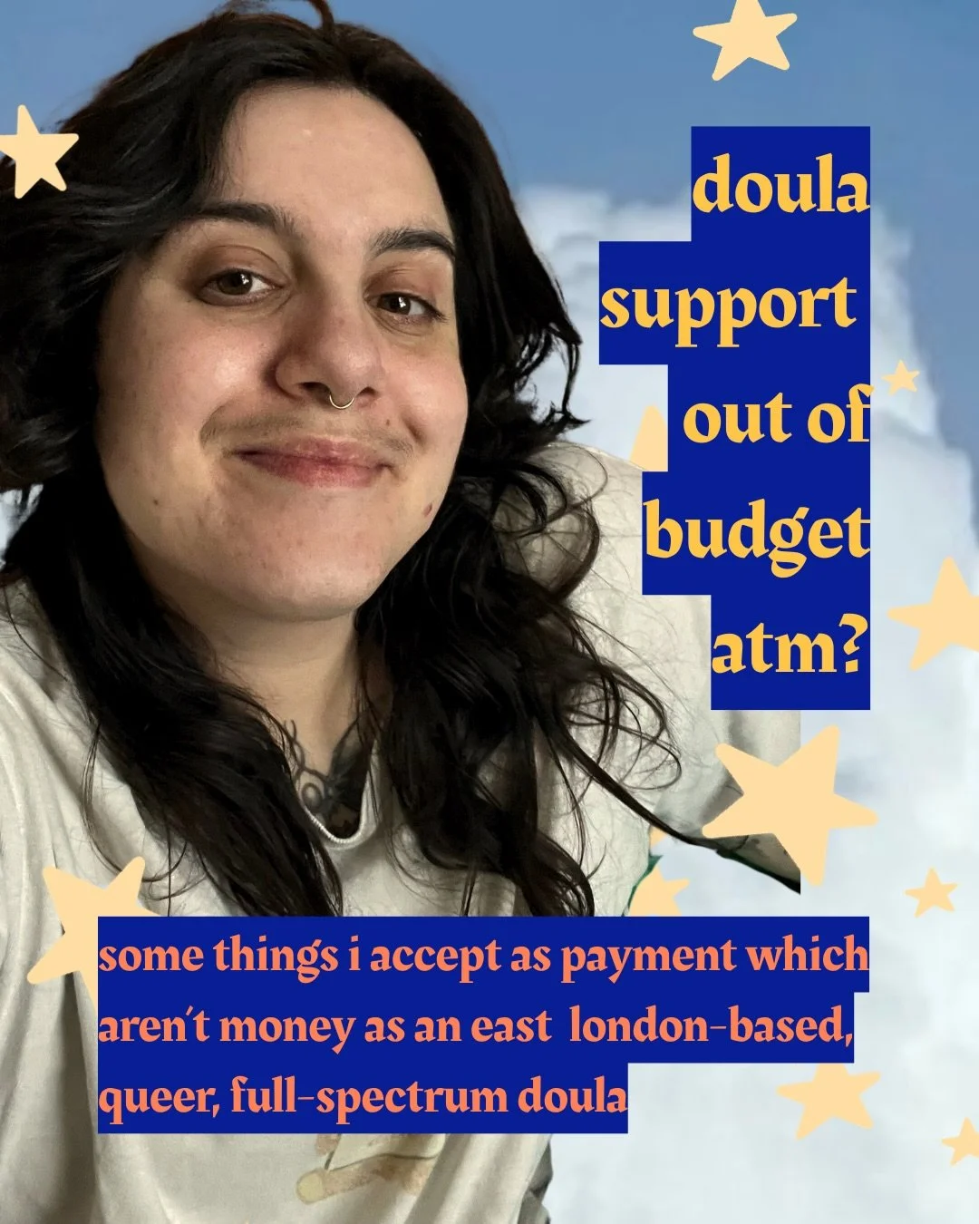 I meant to add this to my last post oops - I love a good trade so if you need support and have offerings I&rsquo;m here for it ⭐️

#doula #londondoula #hackney #hackneyparents #queerdoula