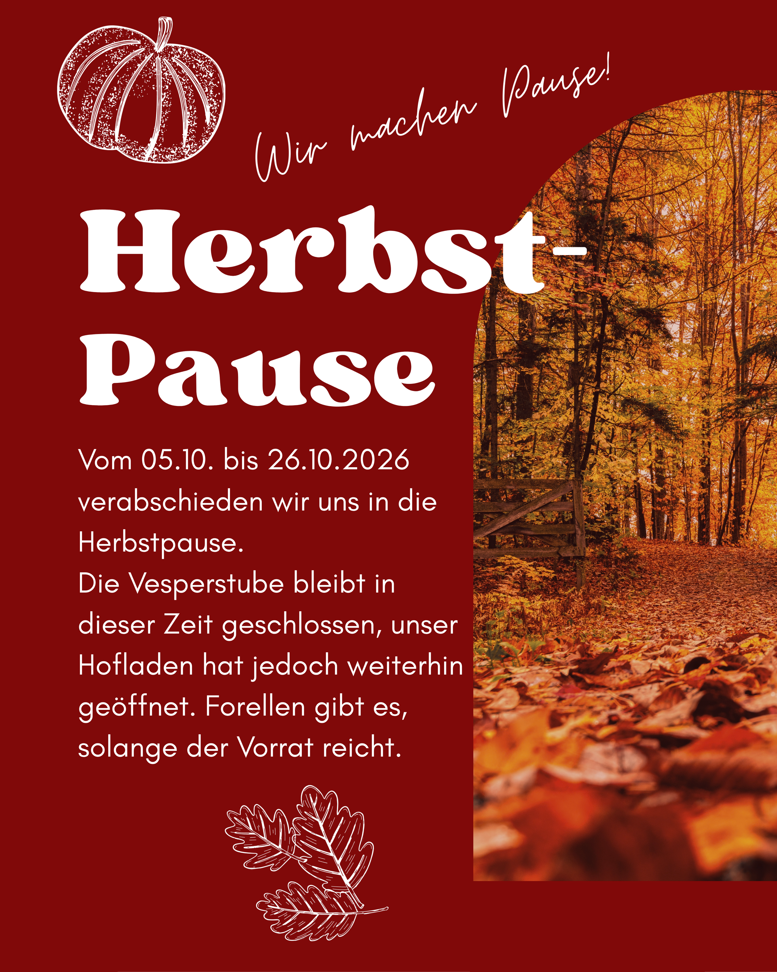 Herbstpause bis 26.10.2026