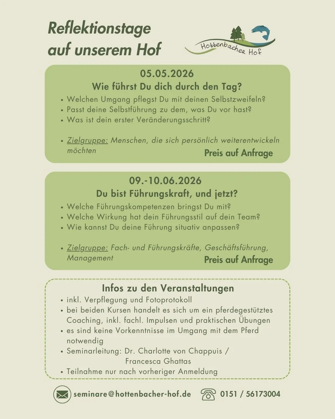 Reflektionstage, Coachings, Seminare Hottenbacher Hof