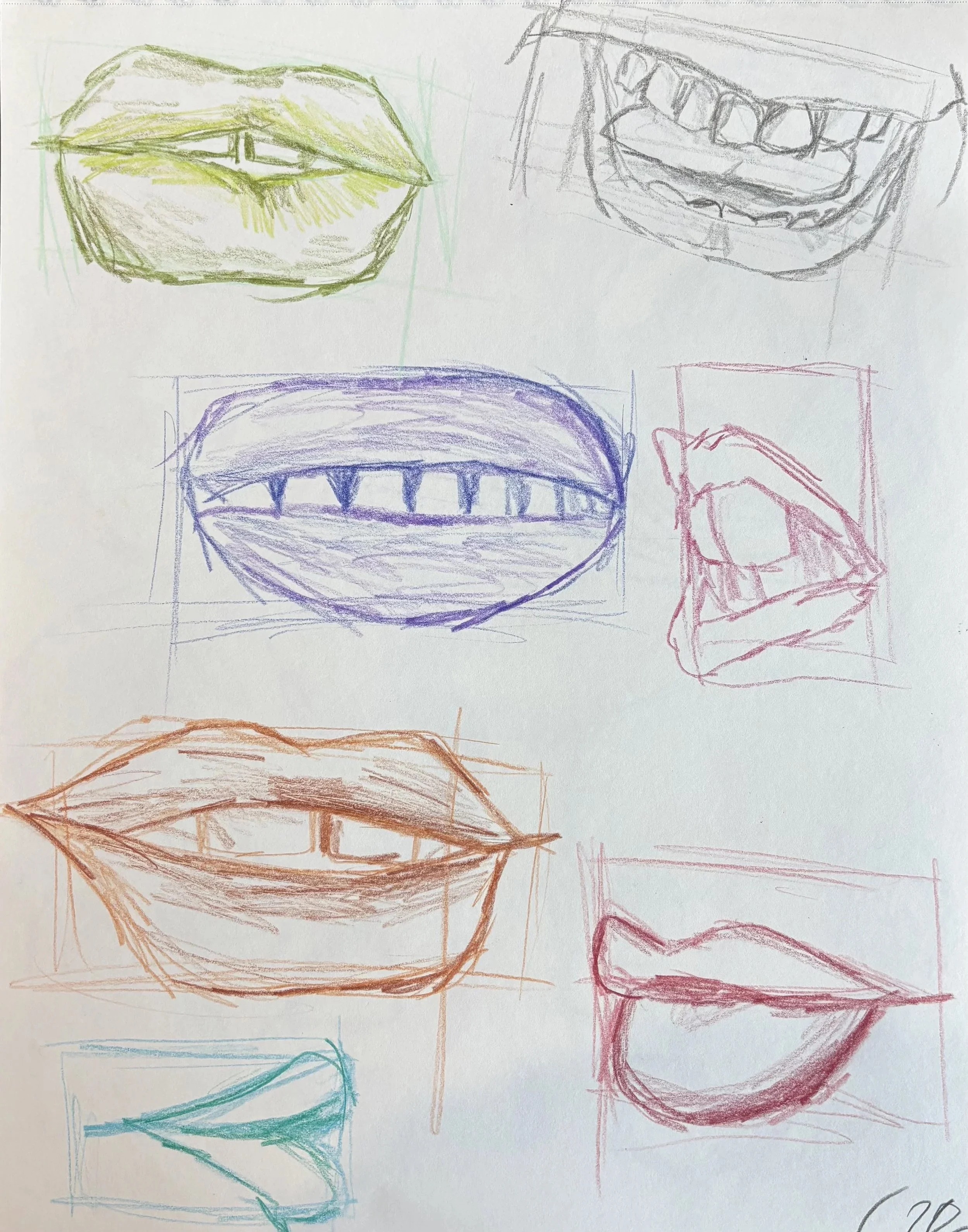 Mouths study, Colored pencils