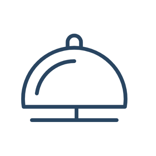 Outline of a cloche food cover or dome against a black background.