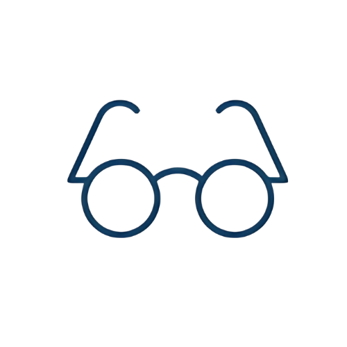 A pair of round sunglasses with a blue tint and a metallic frame.