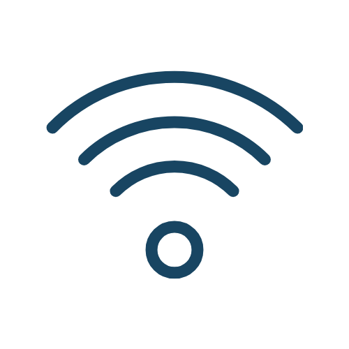 Icon of a Wi-Fi signal with three curved lines radiating from a central point.