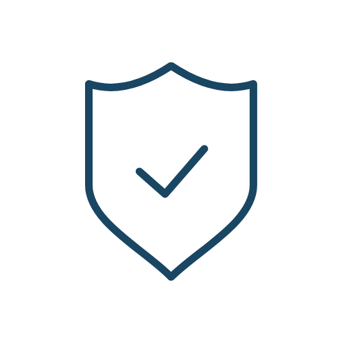 Shield icon with a check mark inside.