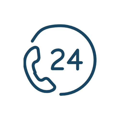 Icon of a phone with the number 24 indicating 24-hour customer support.