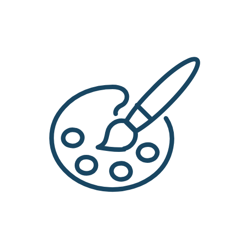 Icon of an artist's palette with a paintbrush.