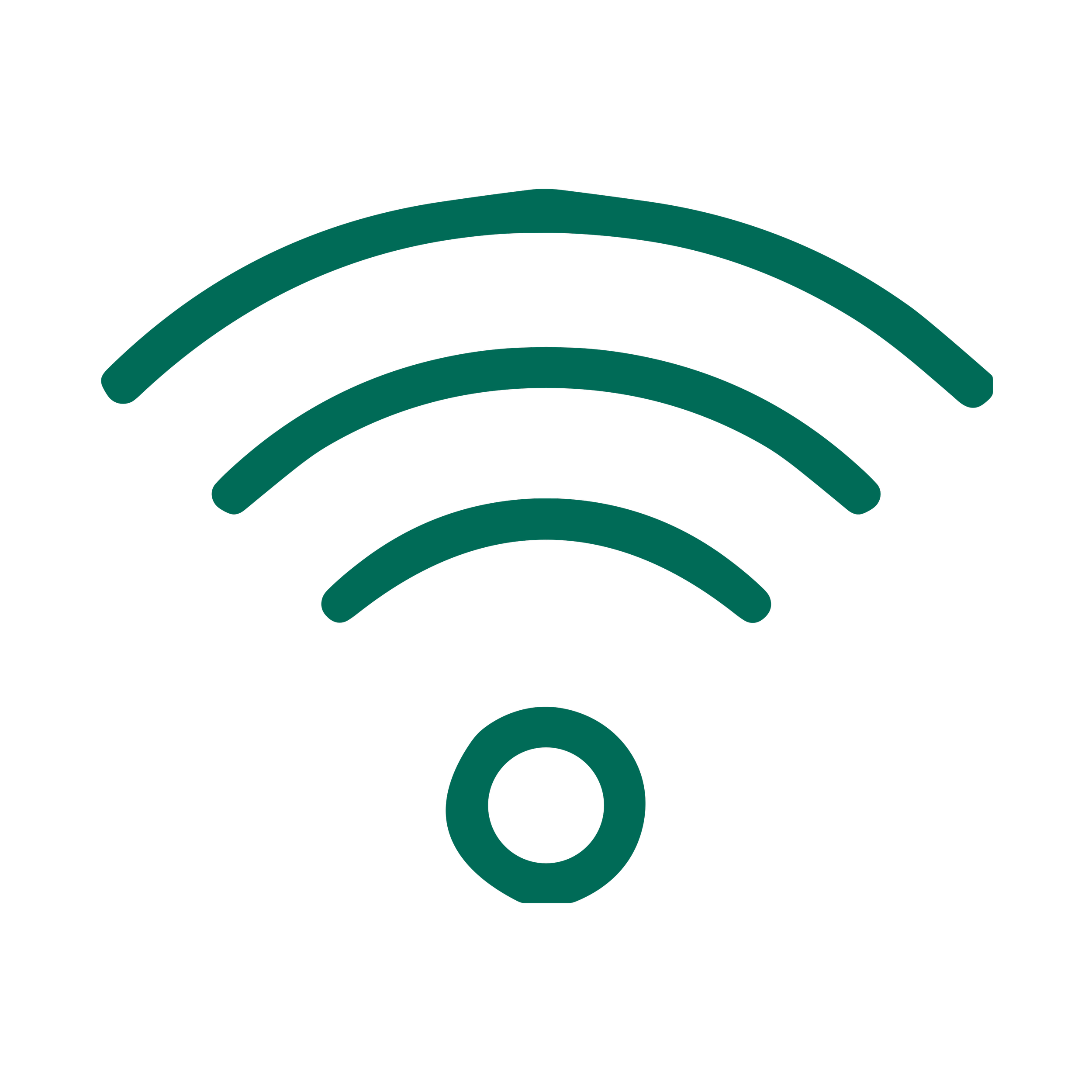Black background with teal Wi-Fi signal icon in the center.