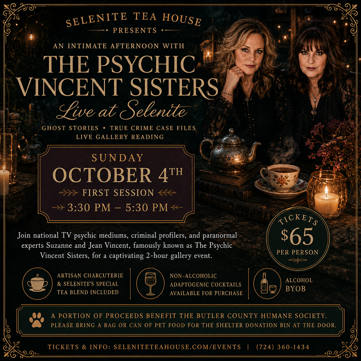 OCT 4th at 3:30 PM: Gallery Reading, Ghost Stories & True Crime w/ The Vincent Sisters (as seen on A&E, Dateline, ID & Travel Channel)