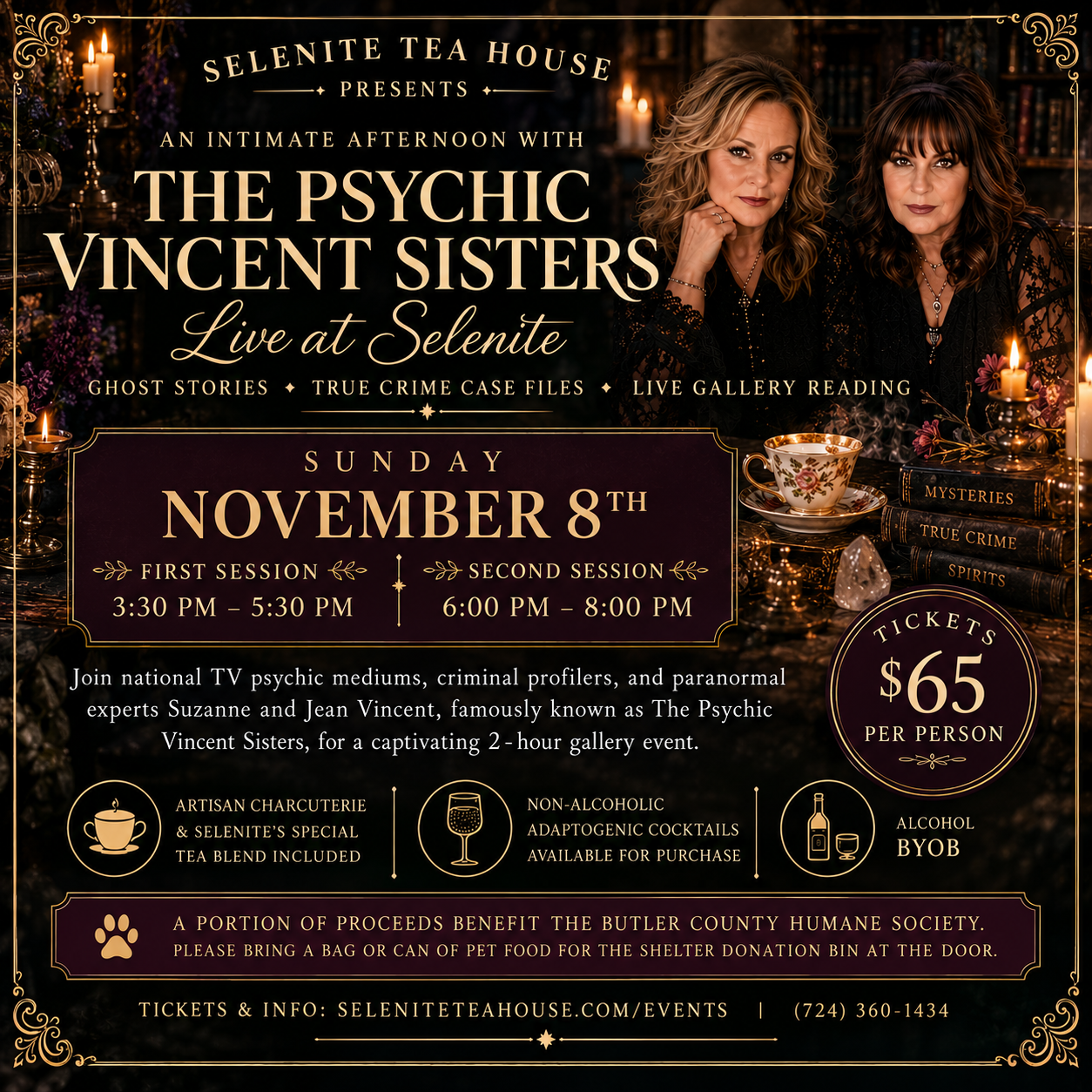 NOV 8th at 6:00 PM: Gallery Reading, Ghost Stories & True Crime w/ The Vincent Sisters (as seen on A&E, Dateline, ID & Travel Channel) (Copy)